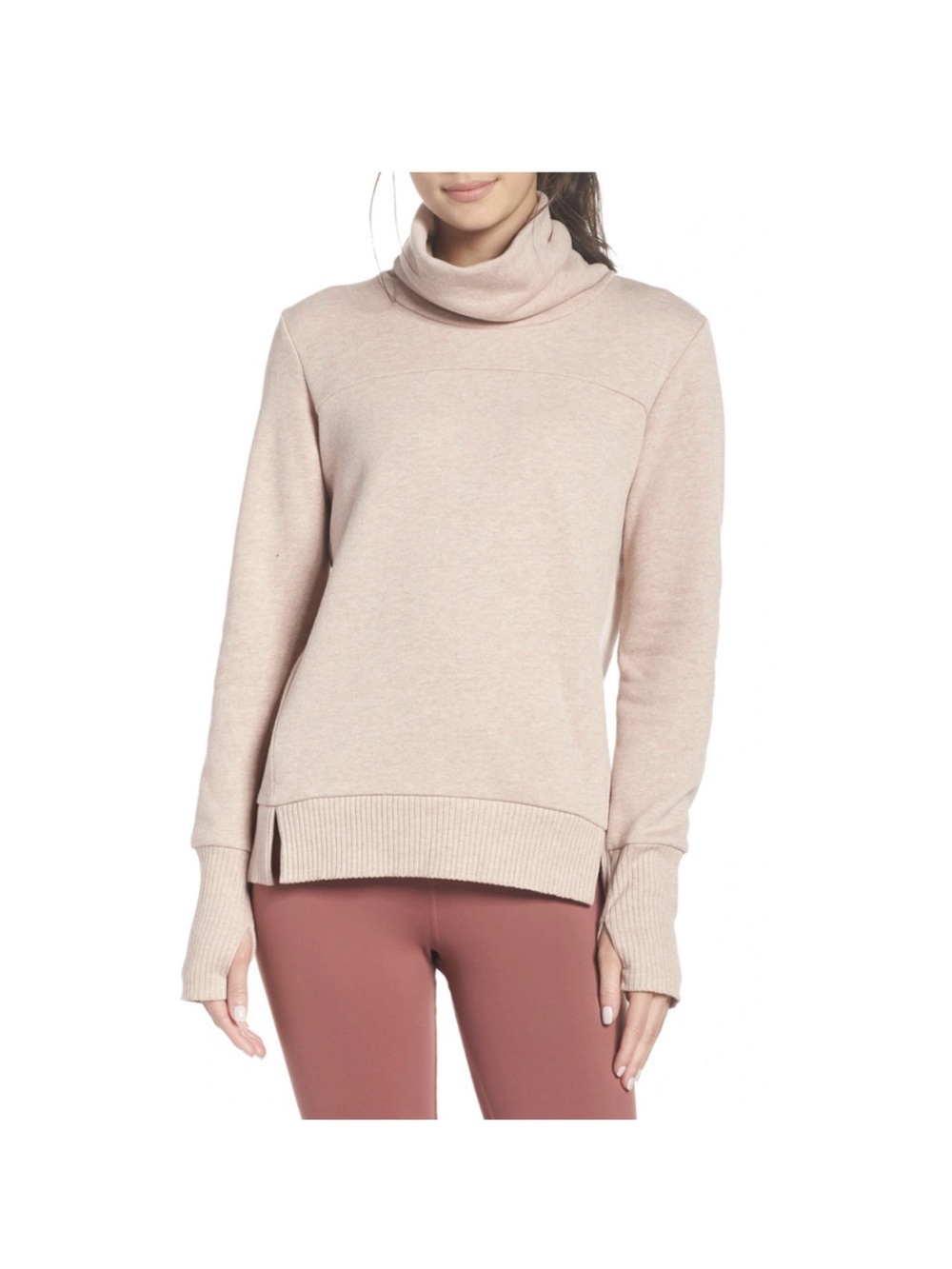 Alo Yoga Haze Funnel Neck Sweatshirt In Nectar Heather